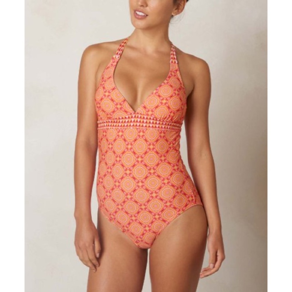 PrAna Lahari Neon Orange Sundial One Piece - Picture 1 of 9